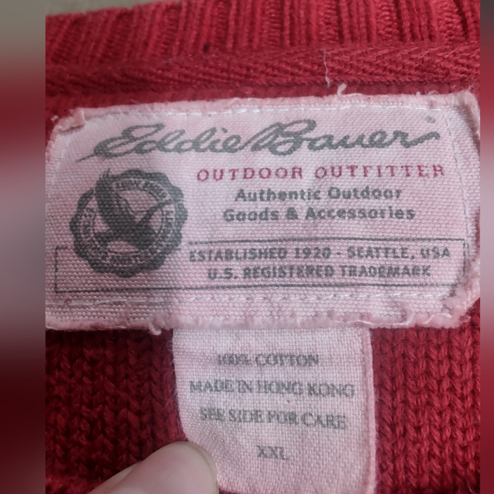 Eddie Bauer Crew Neck Sweater - Men's XXL - Red - 1990s VTG - Picture 4 of 5